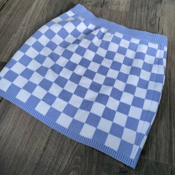 Y2K Hollister CA Ultra High Rise Purple & White Checkered Mini Skirt - Picture 6 of 7